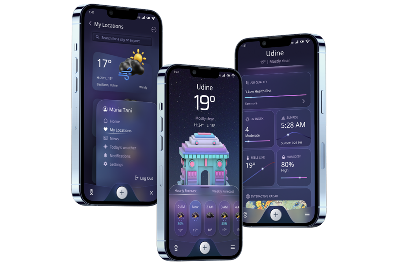 weather app UI mockup iPhone13